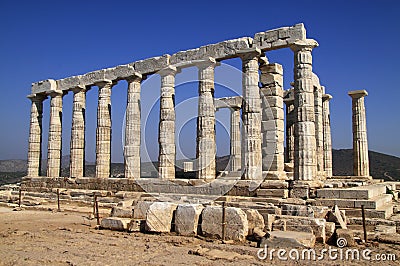 Cape Sounion Poseidon Temple Stock Photo