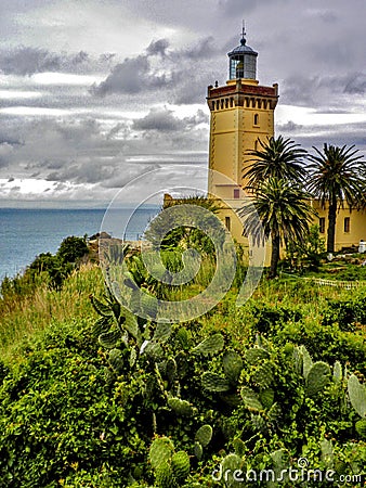 Cape Spartel Lighthouse in Tangier, Morocco Stock Photo