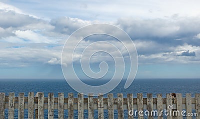 Ocean, Fence and Sky - Cape Spear, Newfoundland Stock Photo