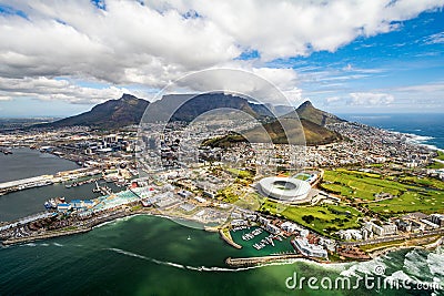 Cape Town and the 12 Apostels from above Stock Photo