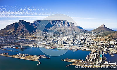 Cape Town Harbour and Table Mountain Stock Photo