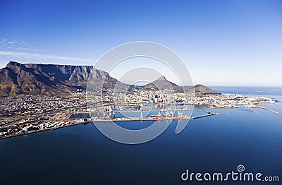 Cape Town Harbour and Table Mountain Stock Photo