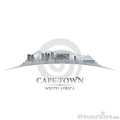 Cape Town South Africa city skyline silhouette white background Vector Illustration