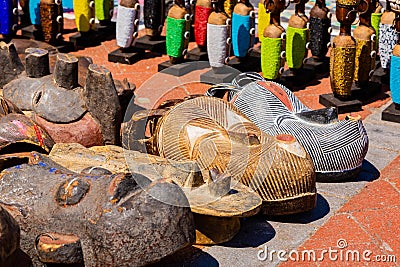 African Curios on sale on Camps Bay street Editorial Stock Photo