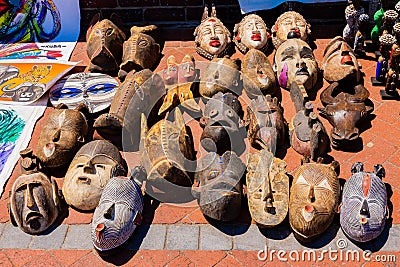 African Curios on sale on Camps Bay street Editorial Stock Photo