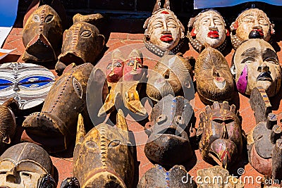 African Curios on sale on Camps Bay street Editorial Stock Photo