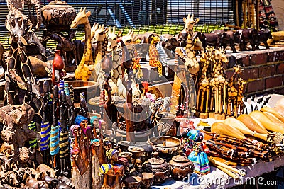 African Curios on sale on Camps Bay street Editorial Stock Photo
