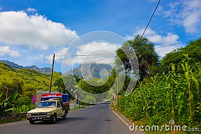 Cape Verde Collective Transportation, Santiago Island, Travel Tropical Africa Editorial Stock Photo