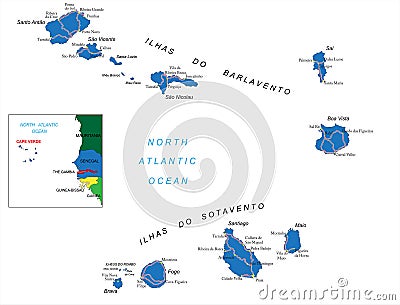 Cape Verde islands map Vector Illustration