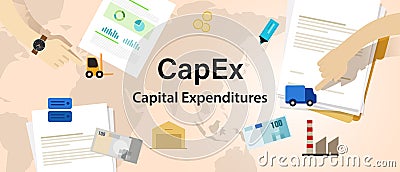 Capex Capital expenditures expenses cost of corporate company Vector Illustration