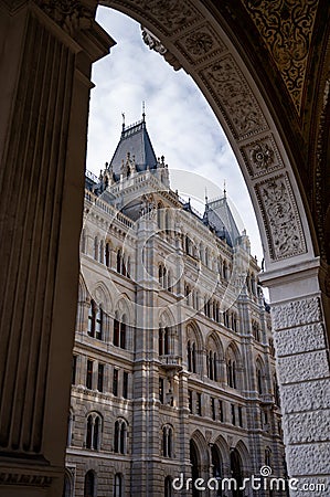 Capital of Austria Vienna, architectural and decoration elements on ceilling and arches in old building Stock Photo