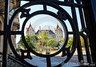 Capital building through grating downtown Albany NY Stock Photo