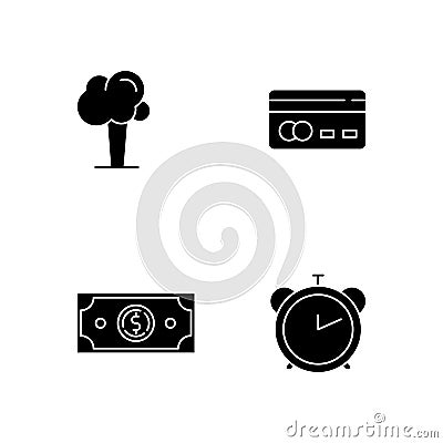 Capital growth black glyph icons set on white space Vector Illustration