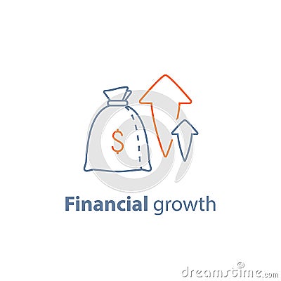 Capital growth, high interest, income increase, long term investment, financial profit, make money, fund raising, pension savings Vector Illustration