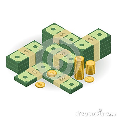 Capital illustration. Ðœuch money. Isometric view. Element for your business presentation. Vector Illustration