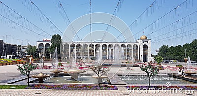 Well-decorated central square of Bishkek, capital of Kyrgyzstan Editorial Stock Photo