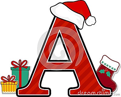 Capital letter a with christmas design elements Vector Illustration