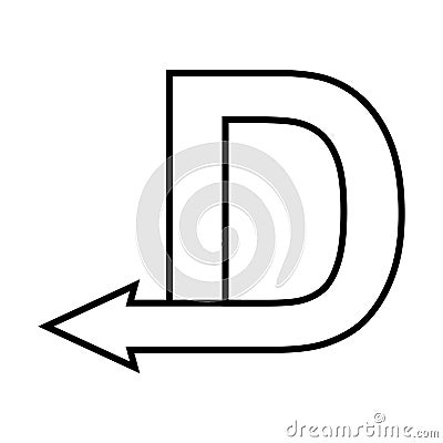 Capital letter D back arrow back arrow D logo concept Vector Illustration
