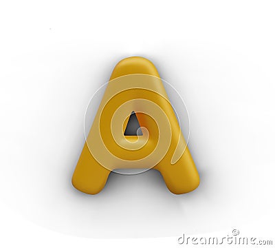 Capital letter in 3D style. First element of alphabet. Isolated vector model for concepts with text Vector Illustration