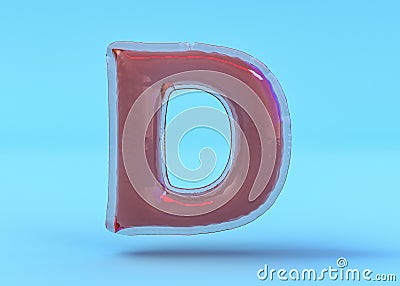 Capital letter D. Uppercase. Transparent balloon font. 3D illustration Stock Photo