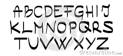 Capital Letter Hand Drawn Alphabet Set Vector Illustration