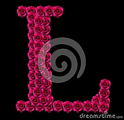 Capital letter L of red roses Stock Photo