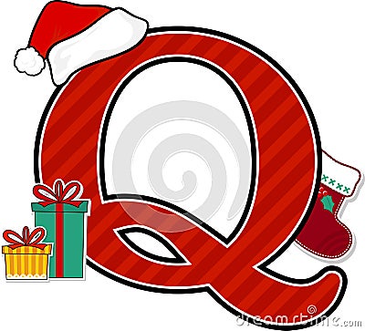 Capital letter q with christmas design elements Vector Illustration