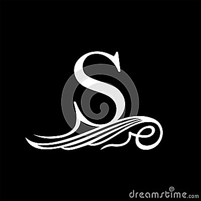 Capital Letter S for Monograms, Emblems and Logos. Beautiful Filigree Font Vector Illustration