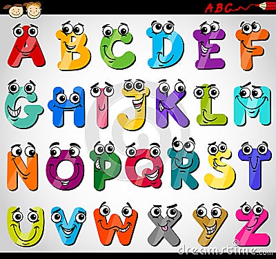 Capital letters alphabet cartoon illustration Vector Illustration