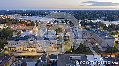 Waterfront Section Trenton New Jersey Delaware River and Capital Statehouse Stock Photo