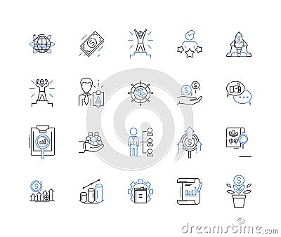 Capital valuation line icons collection. Equity, Assets, Cash flow, Valuation, Investment, Market, Portfolio vector and Vector Illustration