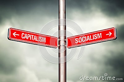 Capitalism or Socialism concept Stock Photo