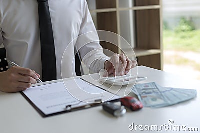 The capitalist has rented a car for the tenant and the tenant Stock Photo