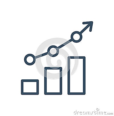 Capitalization increase thin line icon. Graph of growth with arrow sign. Dividends. Pixel perfect, editable stroke. Vector Vector Illustration