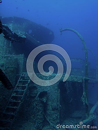 Capitan' bridge at Thistlegorm Stock Photo