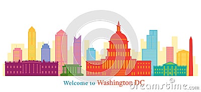 Washington DC, Landmarks, Skyline and Skyscraper Vector Illustration