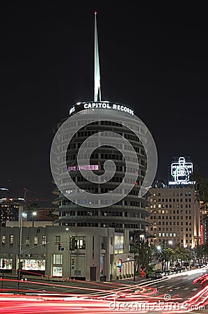 The Capitol Records landmark building. Editorial Stock Photo
