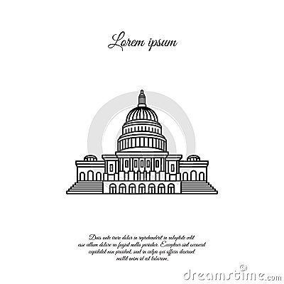 Capitol vector line, linear icon, sign Vector Illustration