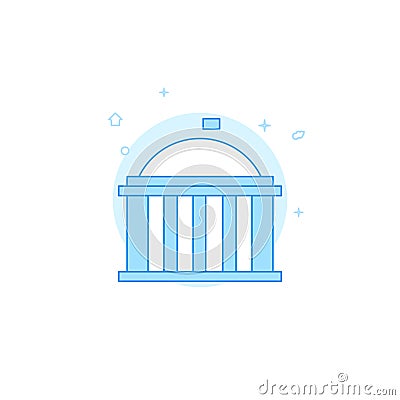 Capitol, White House, government building flat vector icon. Filled line style. Blue monochrome design. Editable stroke Vector Illustration