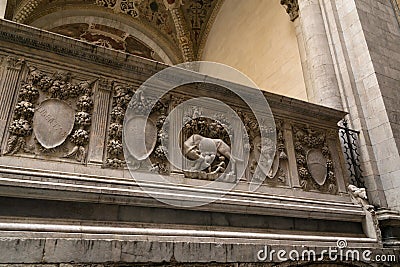 The Capitoline Wolf sculpture depicting a scene from the legend of the founding of Rome, Siena, Italy Editorial Stock Photo