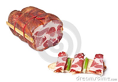 Capocollo napoletano isolated on white background Stock Photo