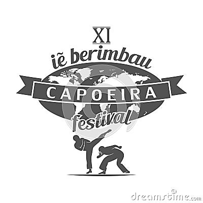 Capoeira berimbau festival poster or t-shirt print illustration Cartoon Illustration