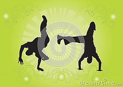 Capoeira dancers Vector Illustration