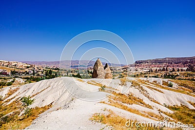 Cappadocia. Fairy chimneys or hoodoos or peri bacalari in Goreme Stock Photo