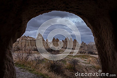 Cappadocia love valley arch view Stock Photo