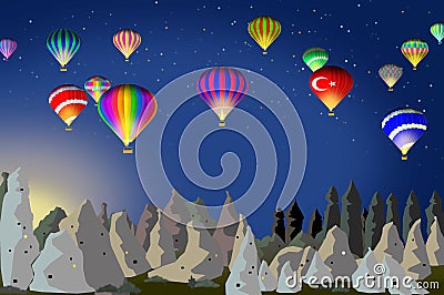 Cappadocia, Turkey balloons and fairy chimneys Stock Photo