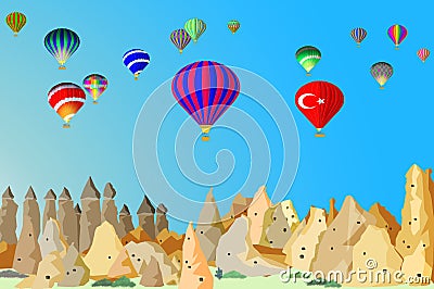 Cappadocia, Turkey balloons and fairy chimneys Stock Photo