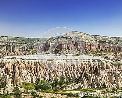 The Cappadocian landscape, pink rocks Stock Photo