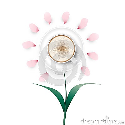 Cappuccino coffee flower Vector Illustration