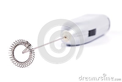 Cappuccino coffee milk frother and mixer on white Stock Photo